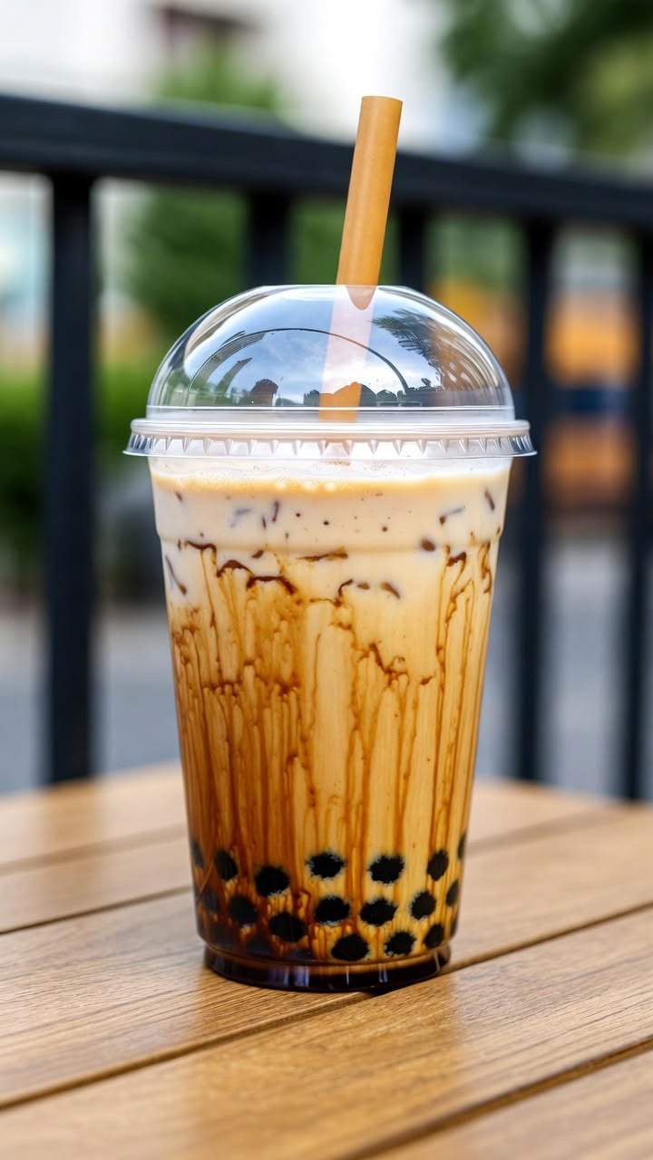 E-Town Boba — iced milk tea with pearls